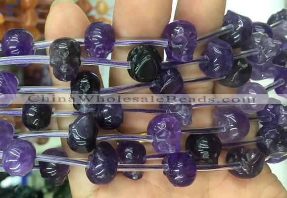 FGBS71 15 inches 10mm carved skull amethyst beads wholesale