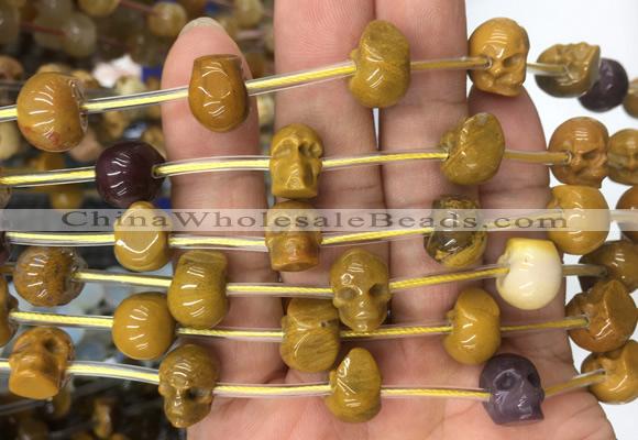 FGBS77 15 inches 10mm carved skull mookaite beads wholesale