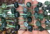 FGBS80 15 inches 10mm carved skull moss agate beads wholesale