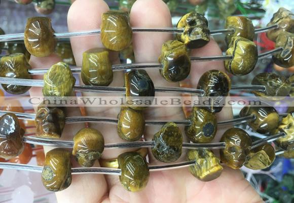 FGBS91 15 inches 12mm carved skull yellow tiger eye beads wholesale