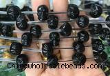 FGBS93 15 inches 12mm carved skull black obsidian beads wholesale