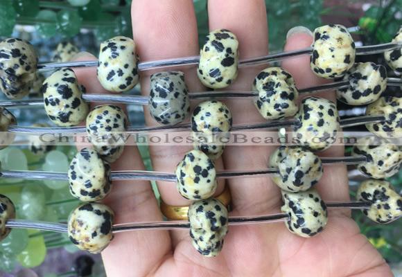 FGBS94 15 inches 12mm carved skull dalmatian jasper beads wholesale