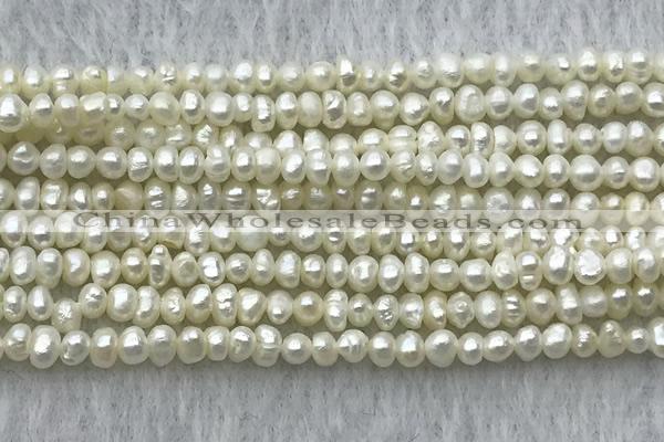 FWP07 14.5 inches 2mm - 3mm potato white freshwater pearl strands