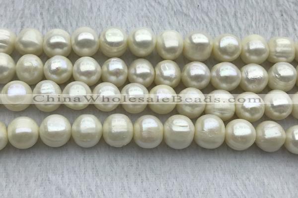 FWP125 15 inches 11mm - 12mm potato white freshwater pearl strands