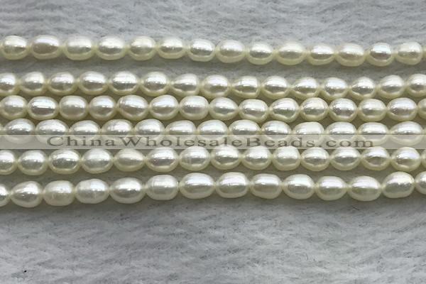 FWP163 14.5 inches 4.2mm - 4.8mm rice white freshwater pearl strands