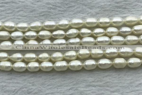 FWP172 14.5 inches 5mm - 6mm rice white freshwater pearl strands