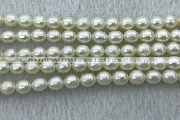 FWP178 15 inches 6mm - 7mm rice white freshwater pearl strands