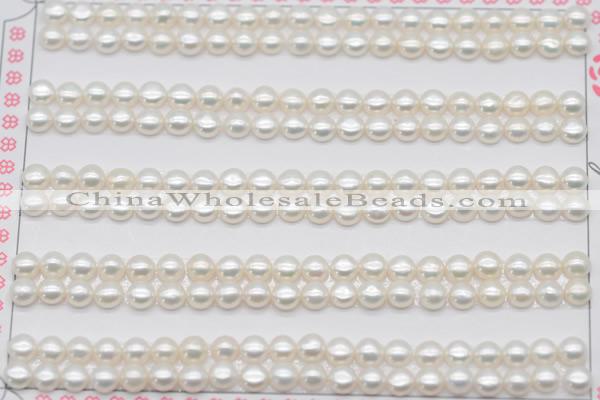 FWP452 half-drilled 4-4.5mm bread freshwater pearl beads