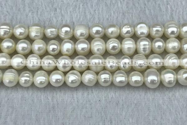 FWP66 15 inches 7mm - 8mm potato white freshwater pearl strands