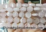 HABS06 15 inches 12mm faceted hexagon rose quartz beads wholesale