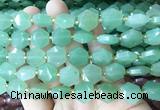 HABS07 15 inches 12mm faceted hexagon green aventurine jade beads wholesale