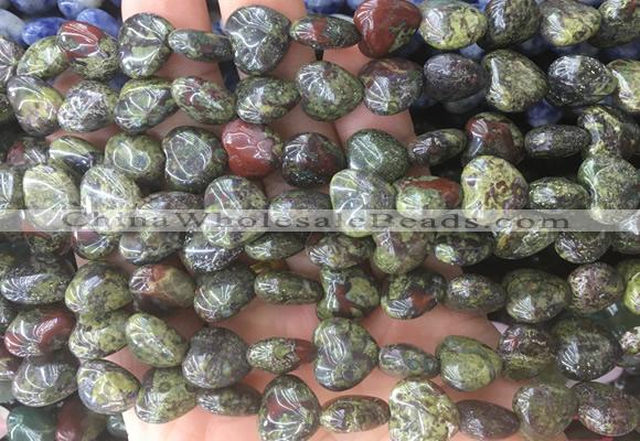 HGBS16 15 inches 12mm heart dragon blood jasper gemstone beads wholesale