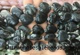 HGBS44 15 inches 20mm heart black net jasper gemstone beads wholesale