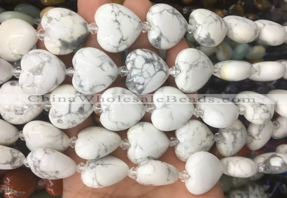 HGBS49 15 inches 20mm heart white howlite gemstone beads wholesale