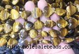 HGBS96 15 inches 16mm faceted heart yellow tiger eye gemstone beads