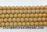 LVBS03 6mm, 8mm, 10mm, 12mm, 14mm, 16mm, 18mm & 20mm round yellow lava beads