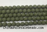 LVBS07 6mm, 8mm, 10mm, 12mm, 14mm, 16mm, 18mm & 20mm round dark green lava beads