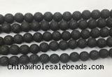 LVBS12 6mm, 8mm, 10mm, 12mm, 14mm, 16mm, 18mm & 20mm round black lava beads