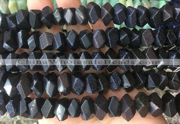 NGBS125 15 inches 8*12mm - 10*14mm faceted nuggets blue sandstone beads