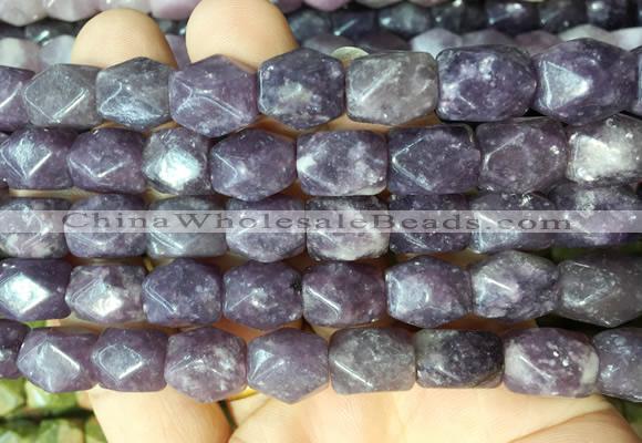 NGBS135 15 inches 9*11mm faceted nuggets lepidolite gemstone beads