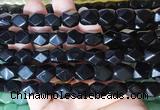 NGBS146 15 inches 9*11mm faceted nuggets black obsidian gemstone beads