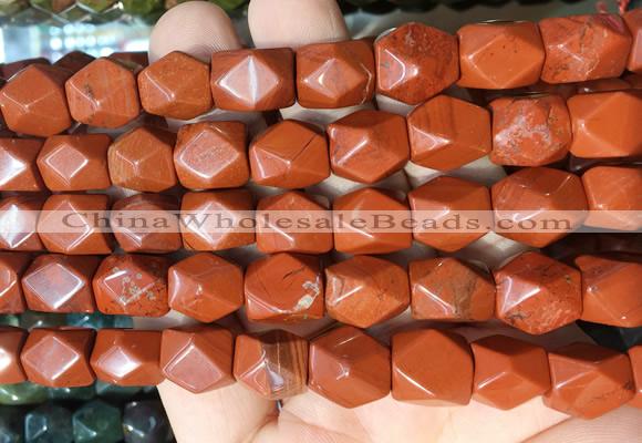 NGBS147 15 inches 9*11mm faceted nuggets red jasper gemstone beads