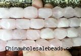 NGBS159 15 inches 13*18mm faceted nuggets rose quartz gemstone beads