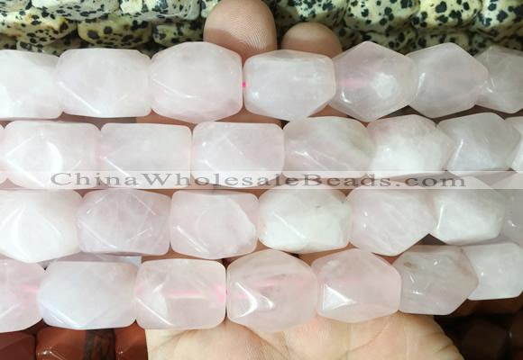 NGBS159 15 inches 13*18mm faceted nuggets rose quartz gemstone beads