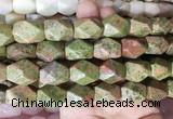 NGBS164 15 inches 13*18mm faceted nuggets unakite gemstone beads