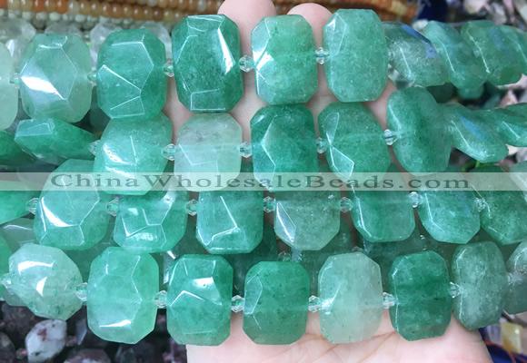 NGBS69 15 inches 13*18mm - 15*20mm faceted freeform green strawberry quartz beads