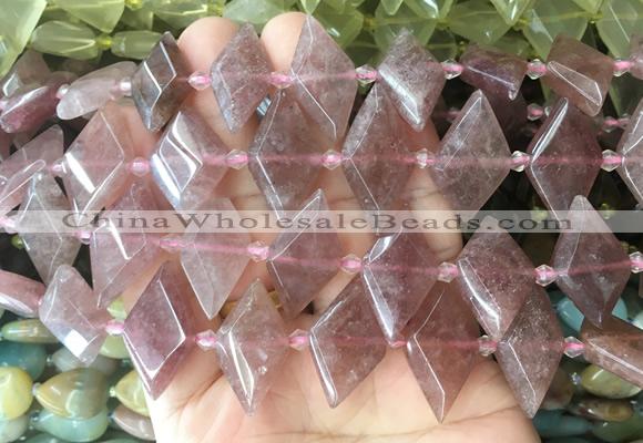 NGBS93 15 inches 13*22mm - 15*25mm faceted marquise strawberry quartz beads