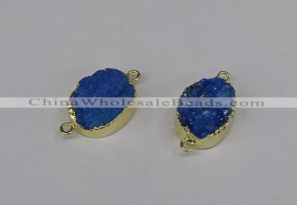 NGC1194 15*20mm oval druzy agate connectors wholesale