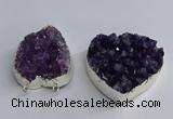 NGC1322 45*50mm - 50*60mm heart druzy amethyst connectors