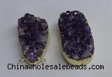 NGC1323 35*50mm - 40*60mm freeform druzy amethyst connectors