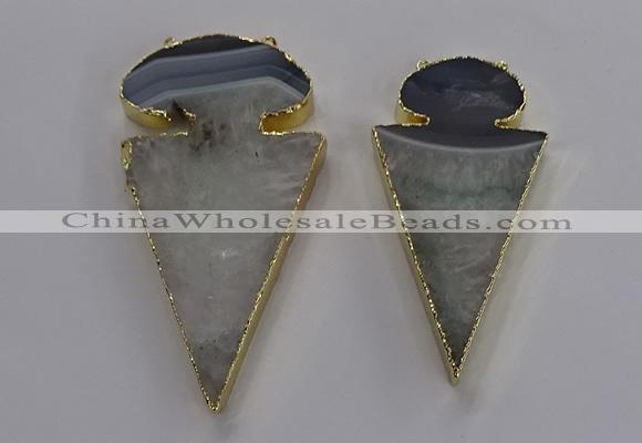 NGC1439 35*60mm - 40*75mm arrowhead agate gemstone connectors