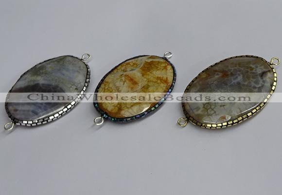 NGC1829 35*50mm oval agate gemstone connectors wholesale