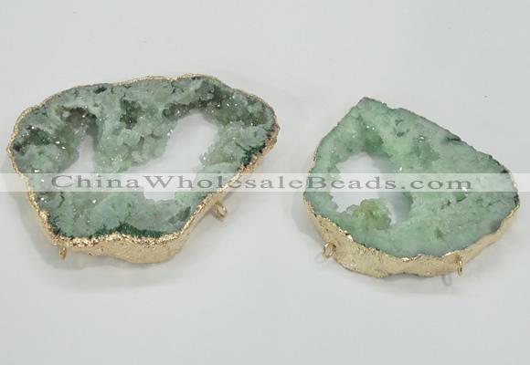 NGC204 50*60mm - 55*75mm freeform druzy agate connectors