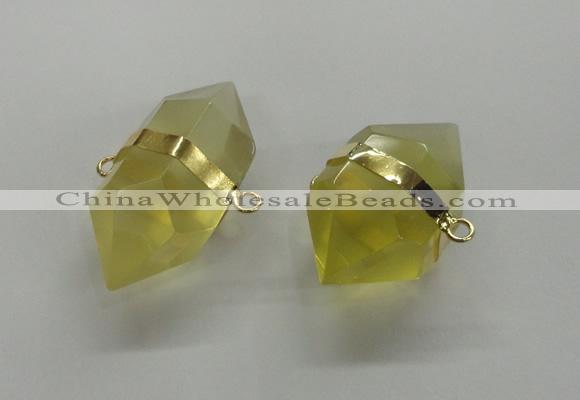 NGC261 18*30mm - 20*35mm faceted nuggets lemon quartz connectors