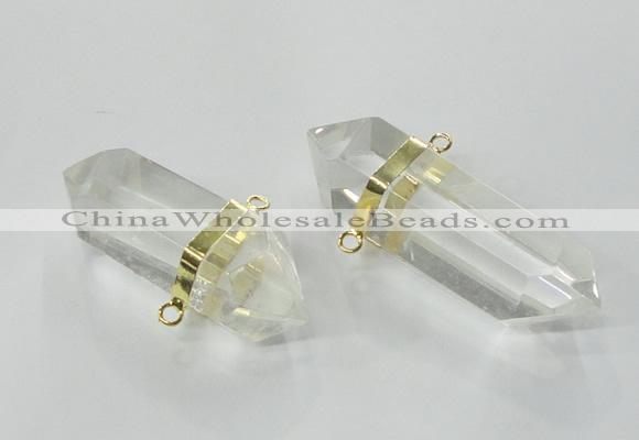 NGC266 15*45mm - 18*50mm faceted nuggets white crystal connectors