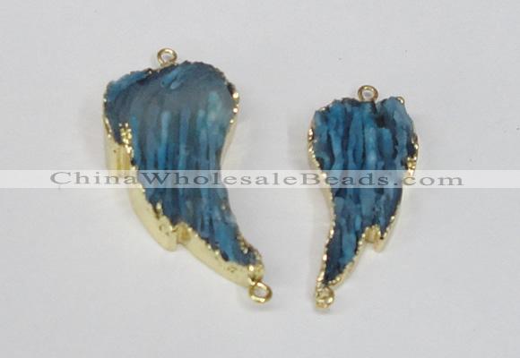 NGC328 18*40mm - 22*45mm wing-shaped agate gemstone connectors