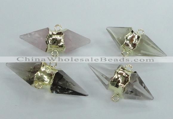 NGC349 18*30mm - 15*45mm faceted bicone mixed quartz connectors