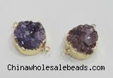 NGC419 20mm coin druzy amethyst gemstone connectors wholesale