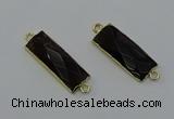 NGC5081 12*30mm - 15*30mm faceted rectangle smoky quartz connectors