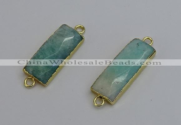 NGC5082 12*30mm - 15*35mm faceted rectangle amazonite connectors