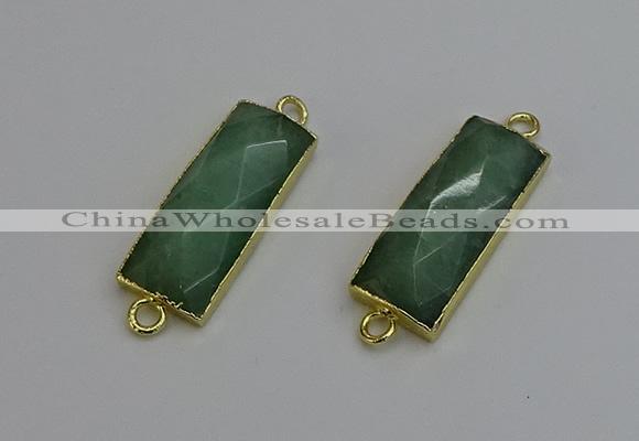 NGC5084 12*30mm - 15*35mm faceted rectangle green aventurine connectors