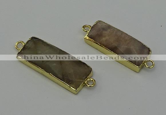 NGC5087 12*30mm - 15*30mm faceted rectangle moonstone connectors