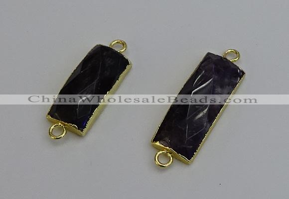 NGC5088 12*30mm - 15*35mm faceted rectangle amethyst connectors