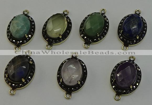 NGC5137 16*20mm oval mixed gemstone connectors wholesale