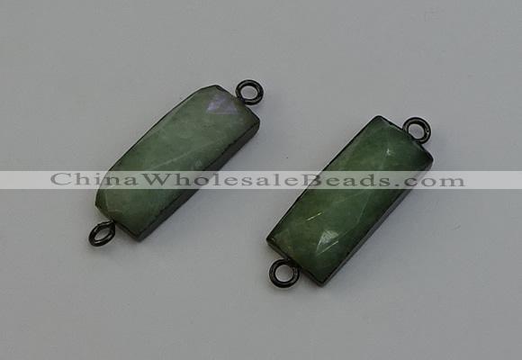 NGC5194 12*30mm - 15*30mm faceted rectangle green aventurine connectors