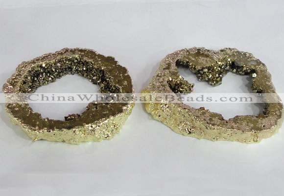 NGC521 45*50mm - 55*65mm freeform plated druzy agate connectors